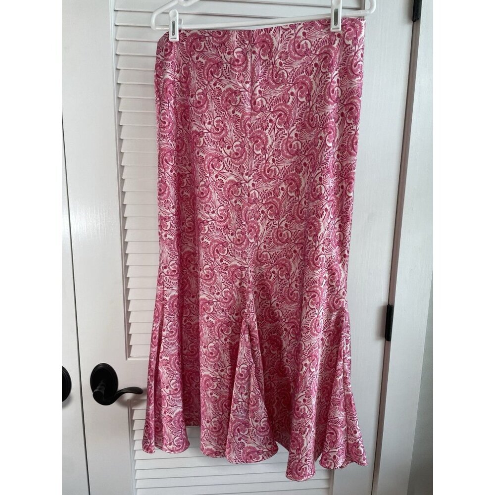 J.Crew NWOT Pink Paisley Slip Skirt Large Bias Cut Midi Skirt Boho Feminine